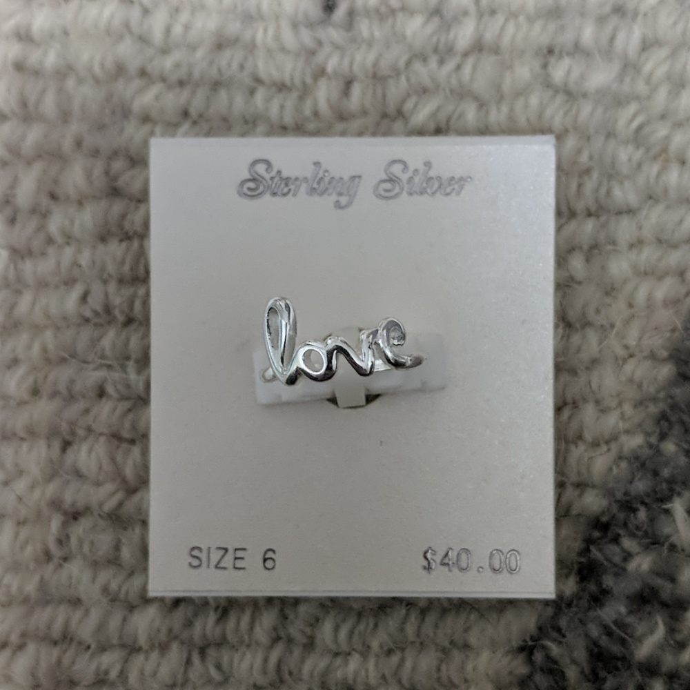 Sterling Silver Love Ring - Size 6
